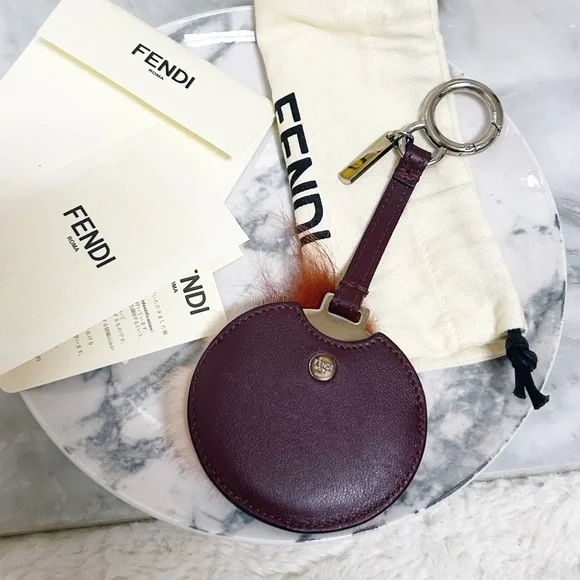 Authentic Fendi Crystal Eye Monster Mink & Rabbit Fur Compact Mirror Bag Charm - Picture 10 of 14